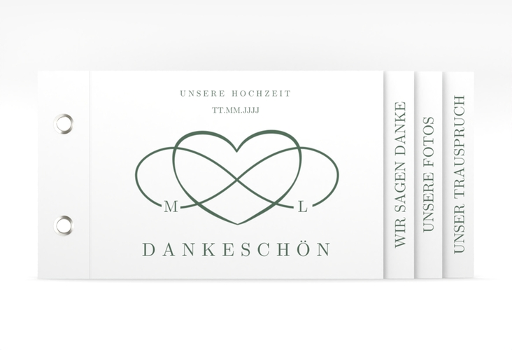 Dankeskarte Hochzeit Infinity Booklet gruen hochglanz