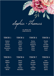 Klick: Details zu Sitzplan Poster Hochzeit "Blooming" anzeigen Sitzplan Poster Hochzeit Blooming 50 x 70 cm Poster blau