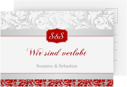Klick: Details zu Verlobungskarte Hochzeit "Latina" anzeigen Verlobungskarte Hochzeit "Latina" DIN A6 Postkarte rot