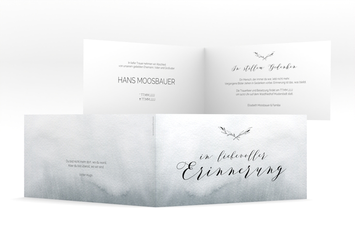 Trauerkarte Horizont lange Klappkarte quer in Aquarell-Optik