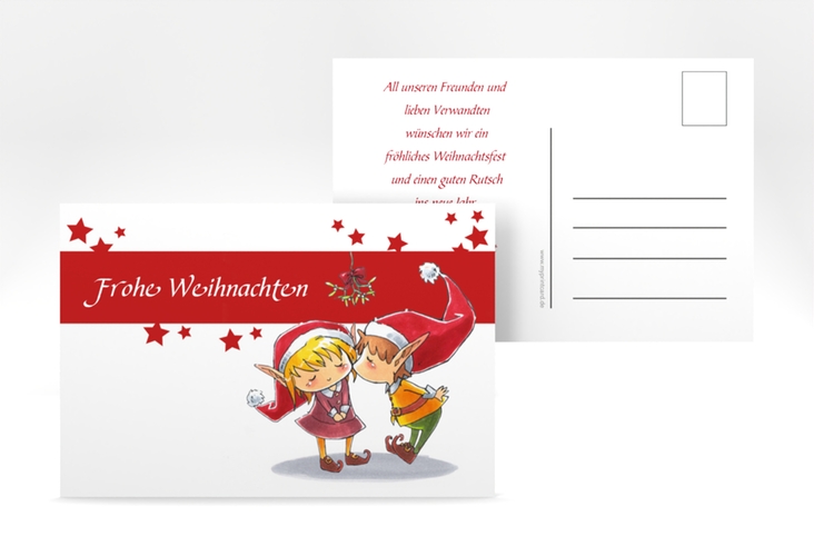 Weihnachtskarte Elf A6 Postkarte mit Weihnachtswichteln