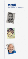 Menükarte Geburtstag Timeline lange Karte hoch weiss
