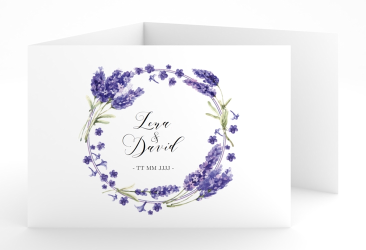 Hochzeitseinladung Lavendel A6 Doppel-Klappkarte hochglanz