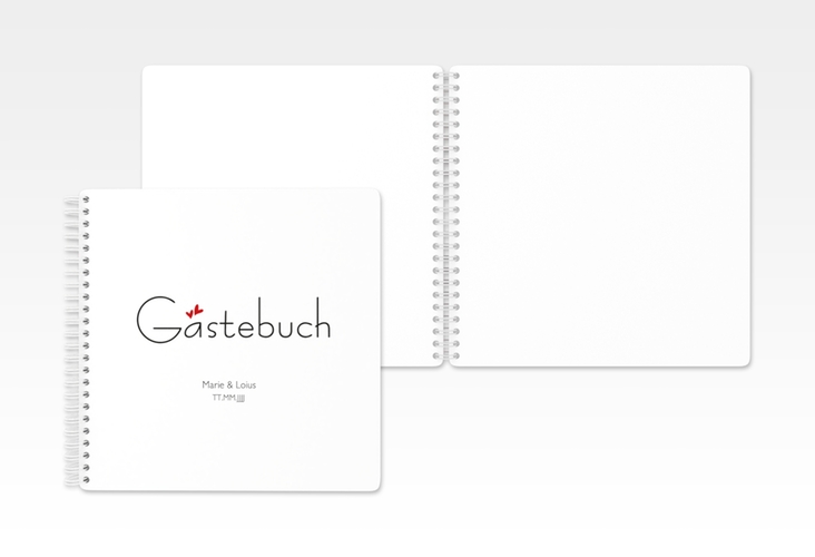 Gästebuch Hochzeit Twohearts Ringbindung rot