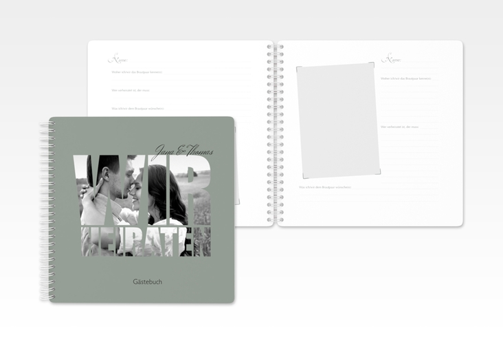 Gästebuch Hochzeit Letters Ringbindung gruen
