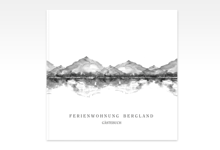 Gästebuch Creation Bergland 20 x 20 cm, Hardcover grau mit Gebirgslandschaft