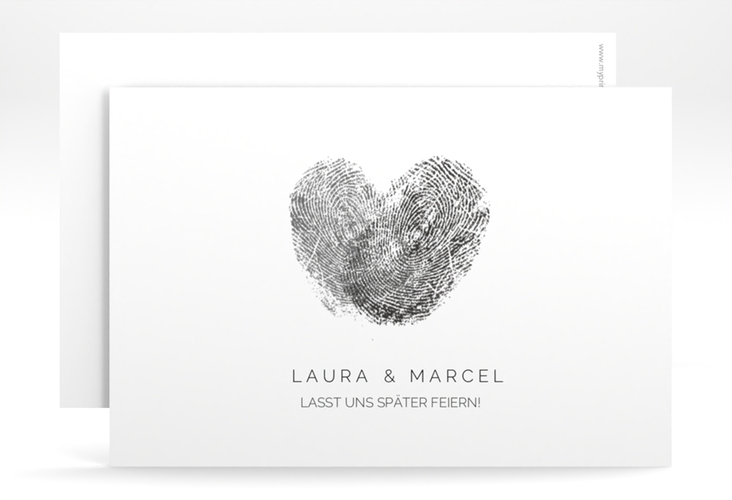 Change the Date-Karte Fingerprint A6 Karte quer schwarz schlicht mit Fingerabdruck-Motiv