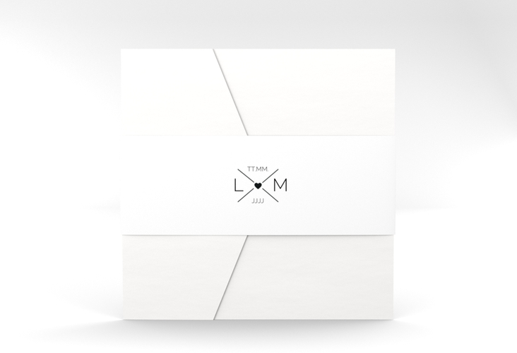 Hochzeitseinladung Initials Pocketfold hochglanz mit Initialen im minimalistischen Design