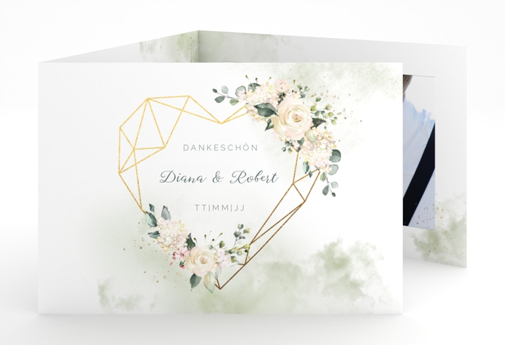 Danksagungskarte Hochzeit Adore A6 Doppel-Klappkarte gruen