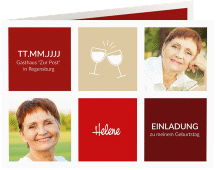 Einladung 60. Geburtstag Celebration A6 Klappkarte quer rot