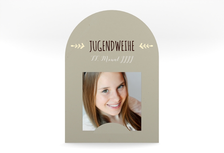 Einladung Jugendweihe Jugendlich mittlere Bogen-Karte + Foto