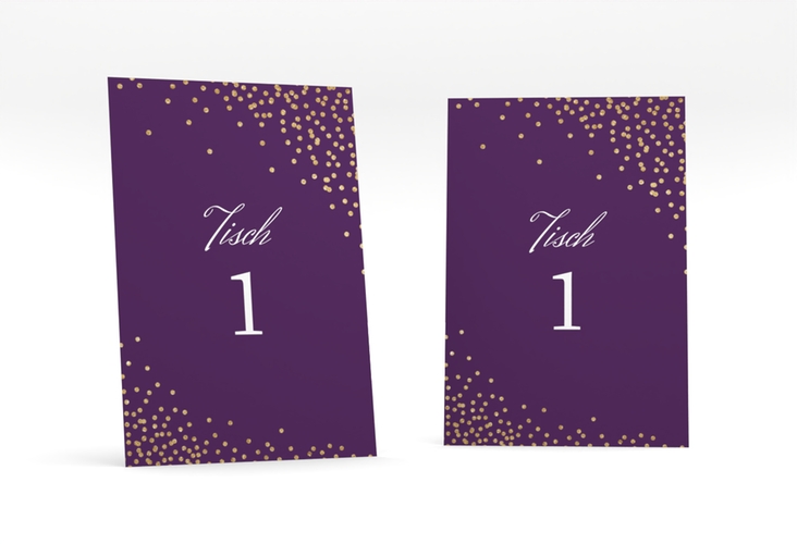 Tischnummer Hochzeit Glitter Tischaufsteller lila hochglanz