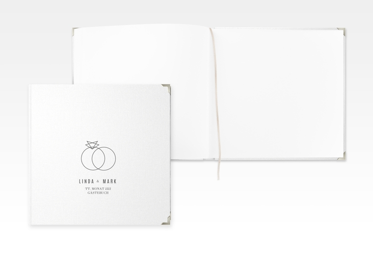 Gästebuch Selection Hochzeit Rings Leinen-Hardcover weiss