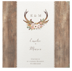 Klick: Details zu Gästebuch Selection Hochzeit "Heimatjuwel" anzeigen Gästebuch Selection Hochzeit Heimatjuwel Leinen-Hardcover braun mit Hirschgeweih und Holz-Hintergrund