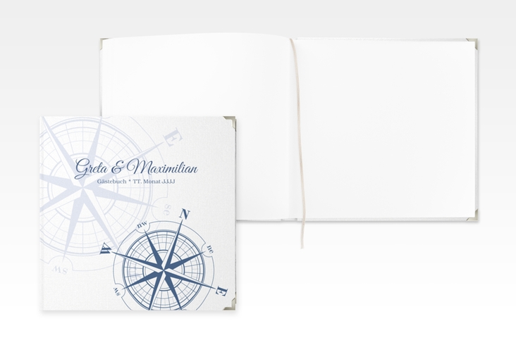 Gästebuch Selection Hochzeit Windrose Leinen-Hardcover blau