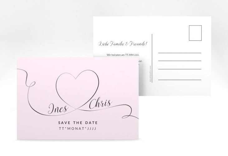 Save the Date-Postkarte Dolce A6 Postkarte rosa hochglanz