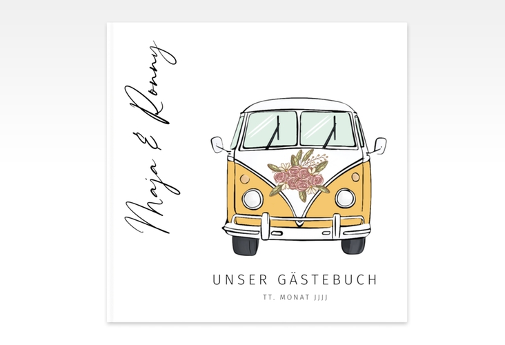 Gästebuch Creation Hochzeitsbulli 20 x 20 cm, Hardcover gelb