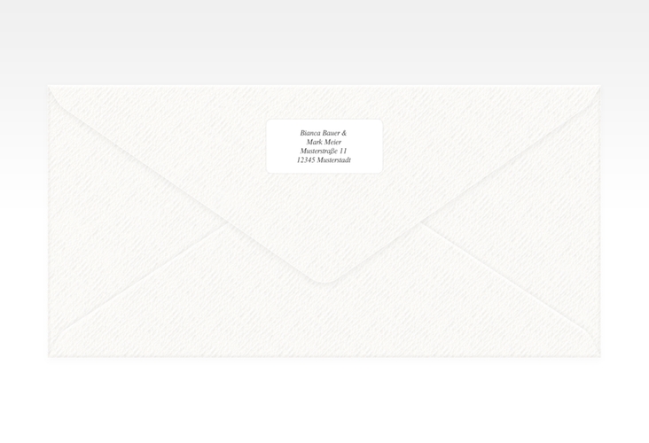 Absenderetikett Hochzeit Wedding Time 45,7 x 21,2 mm weiss im Stil einer Zeitung