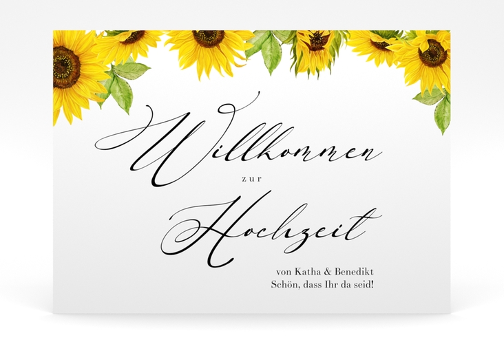 Willkommensschild Poster Sonnenblume 70 x 50 cm Poster mit Blüten in Gelb