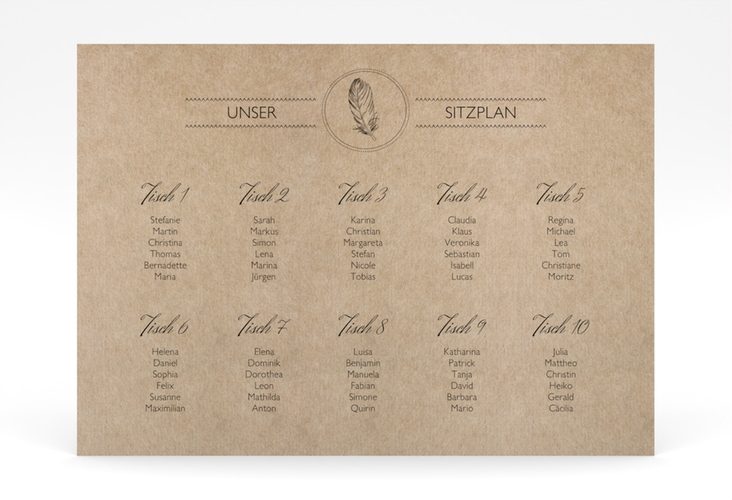 Sitzplan Poster Hochzeit Colorado 70 x 50 cm Poster Kraftpapier