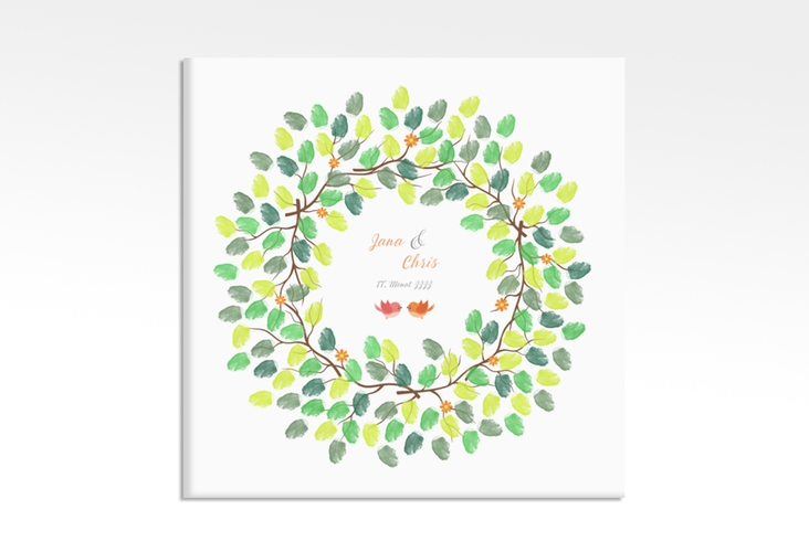 Wedding Tree Leinwand Hochzeitskranz (bis 120 Gäste) 30 x 30 cm orange