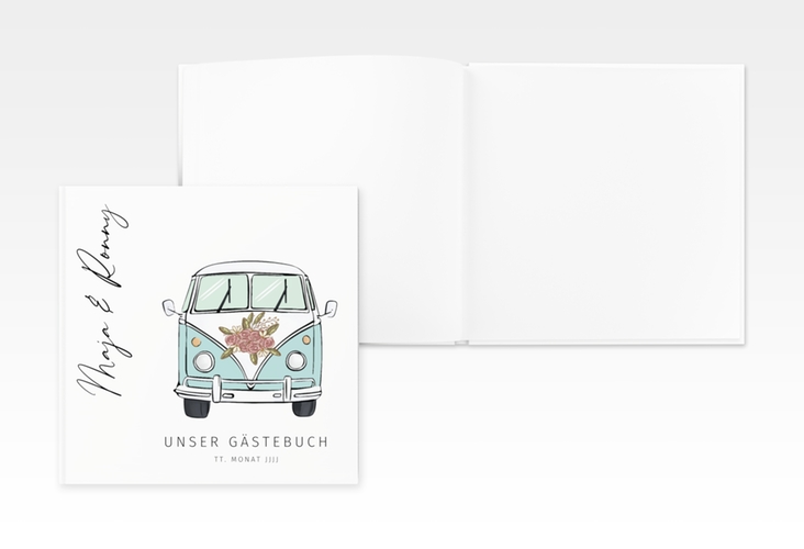 Gästebuch Creation Hochzeitsbulli 20 x 20 cm, Hardcover blau