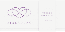 Klick: Details zu Hochzeitseinladung "Infinity" anzeigen Hochzeitseinladung Infinity Wickelfalzkarte + Banderole lila