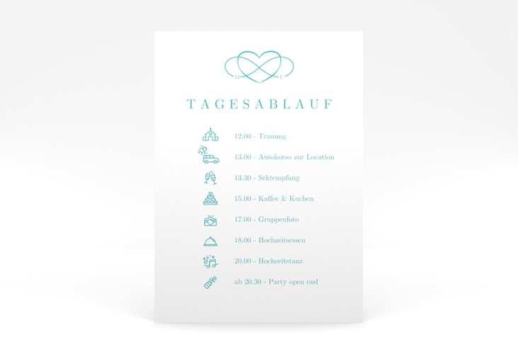 Tagesablauf Poster Hochzeit Infinity 50 x 70 cm Poster tuerkis