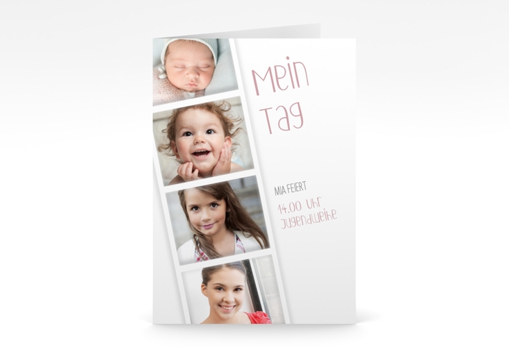 Einladung Jugendweihe Photostrip A6 Klappkarte hoch hochglanz