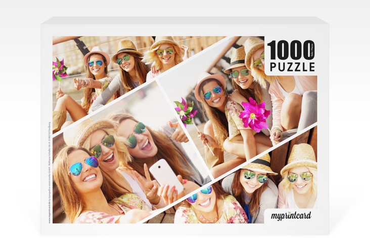 Fotopuzzle 1000 Teile Diagonal 1000 Teile weiss mit vier Fotos