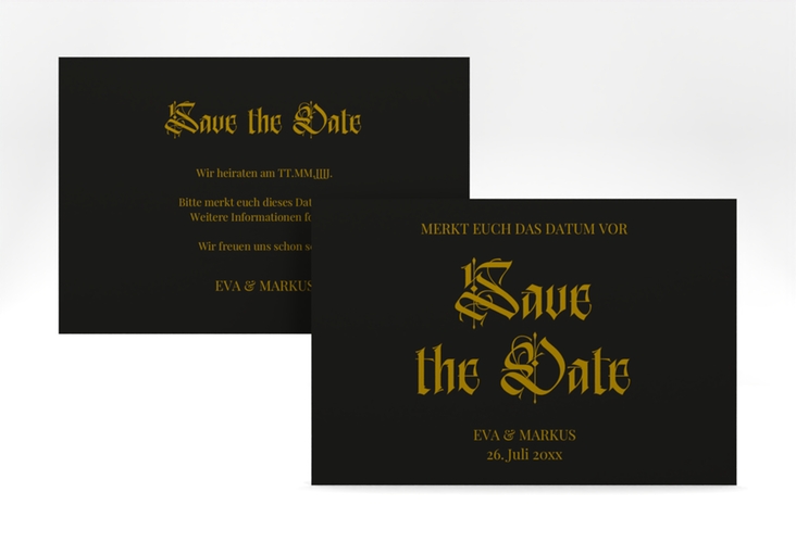 Save the Date-Karte Wednesday A6 Karte quer mit geometrischem Herz und Rosen in Aquarell