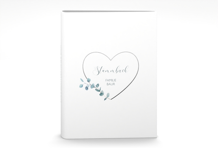 Stammbuch A5 Greenheart Stammbuch A5 grau mit elegantem Herz und Eukalyptus-Zweig