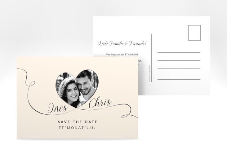 Save the Date-Postkarte Dolce A6 Postkarte beige