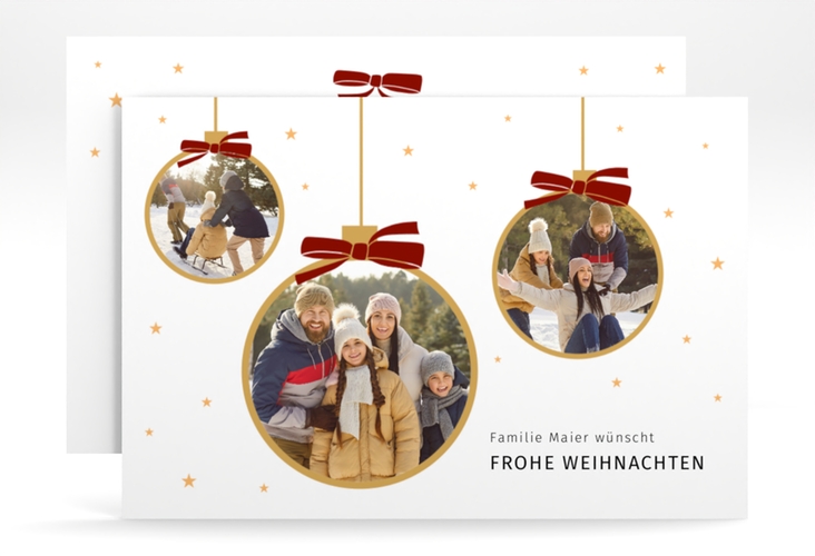 Weihnachtskarte Weihnachtsglanz A6 Karte quer für Weihnachtsgrüße mit Familienfoto