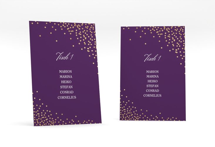 Tischaufsteller Hochzeit Glitter Tischaufsteller lila hochglanz