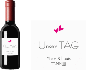 Klick: Details zu Piccoloetikett Hochzeit "Twohearts" anzeigen Piccoloetikett Hochzeit Twohearts Etikett Piccolo pink