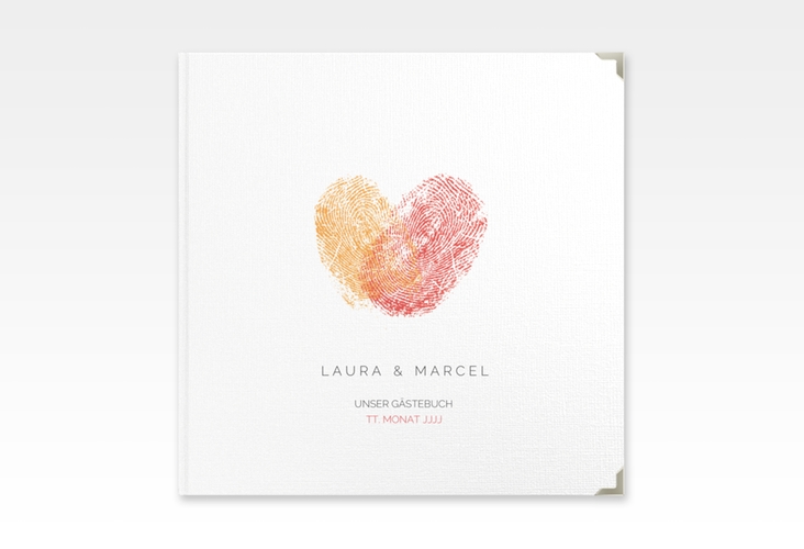 Gästebuch Selection Hochzeit Fingerprint Leinen-Hardcover rot schlicht mit Fingerabdruck-Motiv