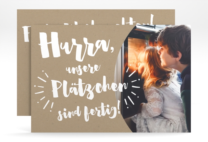 Weihnachtskarte Plätzchen A6 Karte quer für Weihnachtsgrüße mit Familienfoto