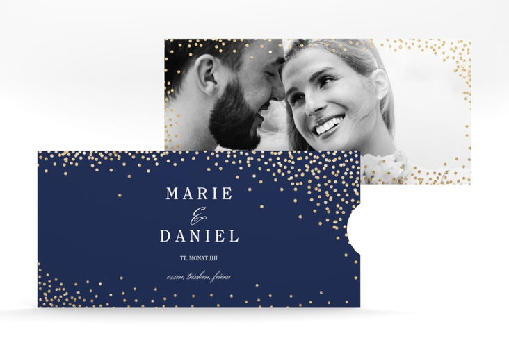 Hochzeitseinladung Glitter Einsteckkarte blau