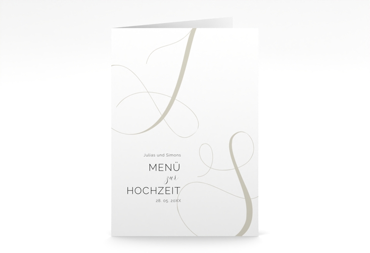 Menükarte Hochzeit Eheschließung A5 Klappkarte hoch weiss
