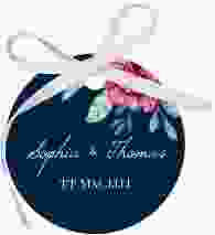 Geschenkanhänger Hochzeit Blooming Geschenkanhänger, rund blau