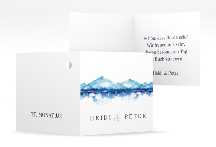 Geschenkanhänger Hochzeit Bergliebe Geschenkanhänger 10er Set blau mit Gebirgspanorama für Berghochzeit