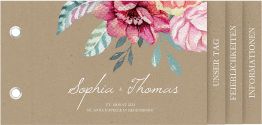 Klick: Details zu Hochzeitseinladung "Blooming" anzeigen Hochzeitseinladung Blooming Booklet Kraftpapier