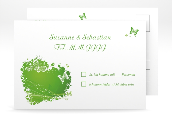 Antwortkarte Hochzeit Mailand A6 Postkarte gruen