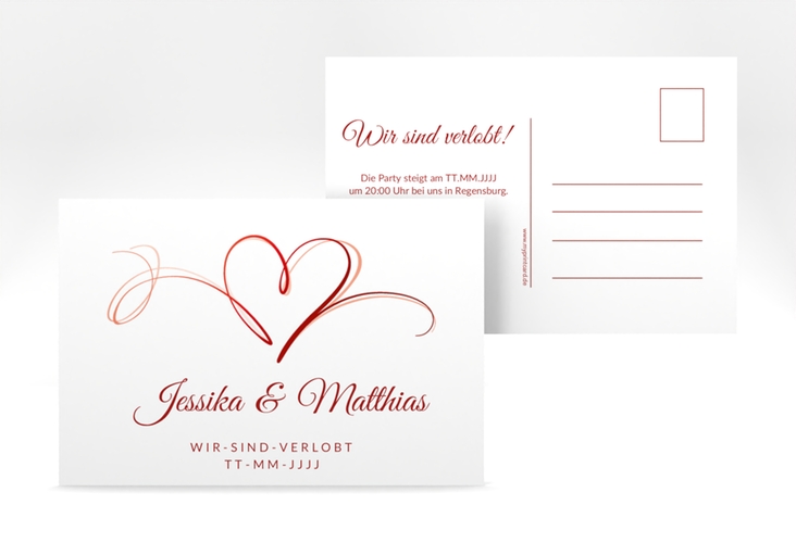Verlobungskarte Hochzeit Envie A6 Postkarte rot
