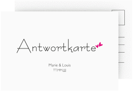 Klick: Details zu Antwortkarte Hochzeit "Twohearts" anzeigen Antwortkarte Hochzeit Twohearts A6 Postkarte pink