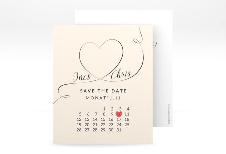 Save the Date-Kalenderblatt Dolce Kalenderblatt-Karte beige hochglanz