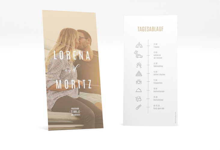 Tagesablauf Hochzeit Memory lange Karte hoch beige