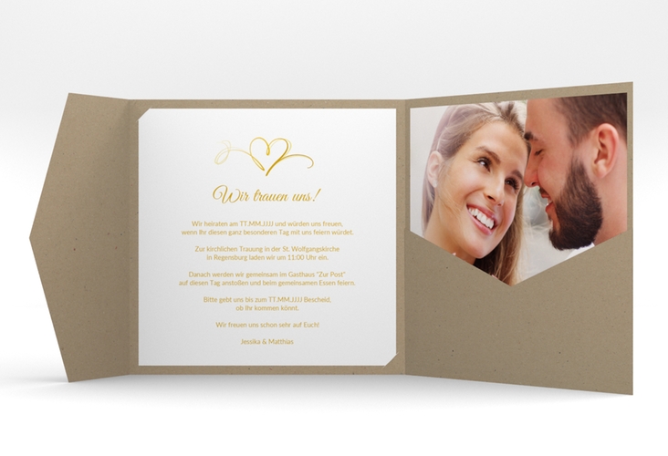 Hochzeitseinladung Envie Pocketfold gold