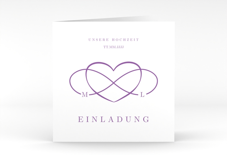 Hochzeitseinladung Infinity quadr. Klappkarte lila
